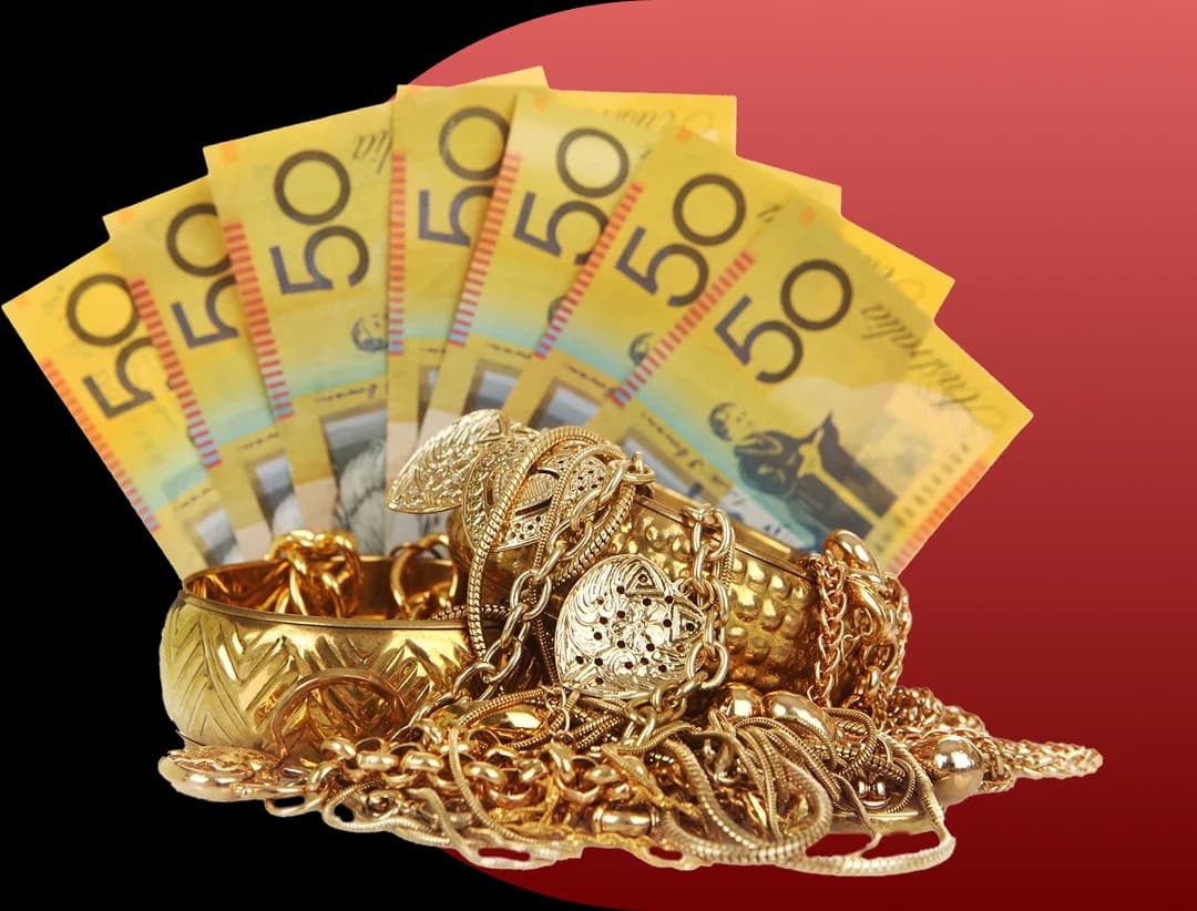 Gold jewellery with Australian fifty-dollar notes