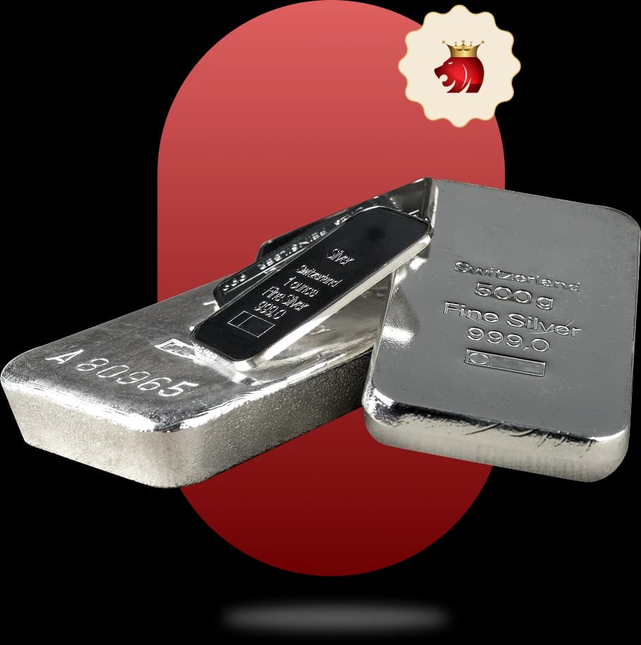 Stacked silver and gold bullion bars