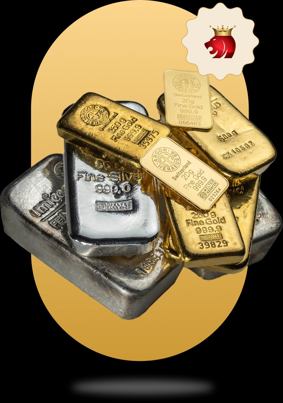 Gold and silver bullion bars at The Gold King